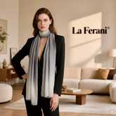 180x90 Seidenschal grau weiß N153